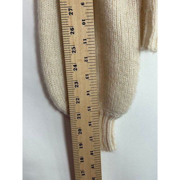 L'Academie Revolve Women's Cream Half-Zip Ribbed Sweater S Wool & Alpaca Blend - Picture 5 of 12
